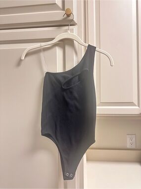 Fashion Nova Black One-Shoulder Bodysuit
